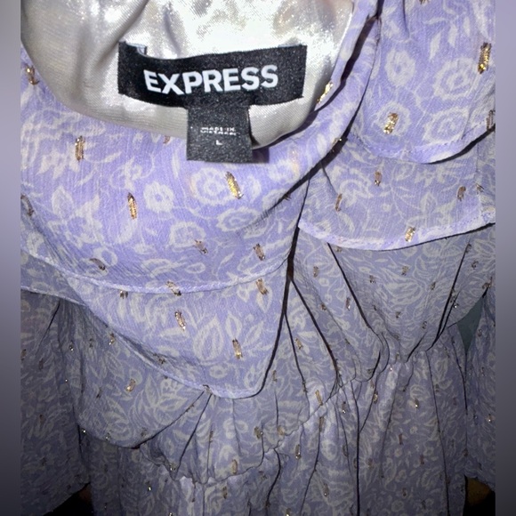 Express, lavender, off the shoulder romper. Sz L - Picture 10 of 14